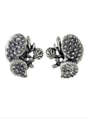 Cute Cactus Pewter Clip-on Earrings